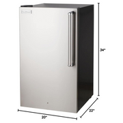 Fire Magic - 20" 4.0 Cu. Ft. Premium Left Hinge Compact Refrigerator Stainless Steel Door / Black Cabinet-United Backyard