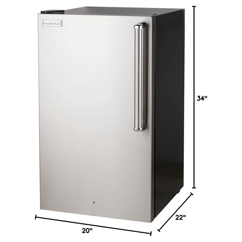 Fire Magic - 20" 4.0 Cu. Ft. Premium Left Hinge Compact Refrigerator Stainless Steel Door / Black Cabinet-United Backyard