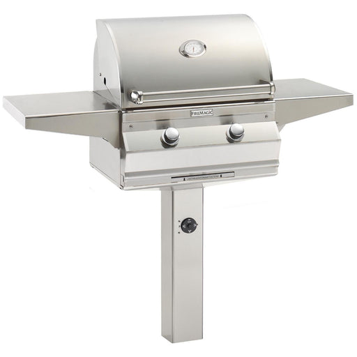 Fire Magic - 24-Inch Choice Freestanding Propane Gas Grill with Analog Thermometer On In-Ground Post-United Backyard