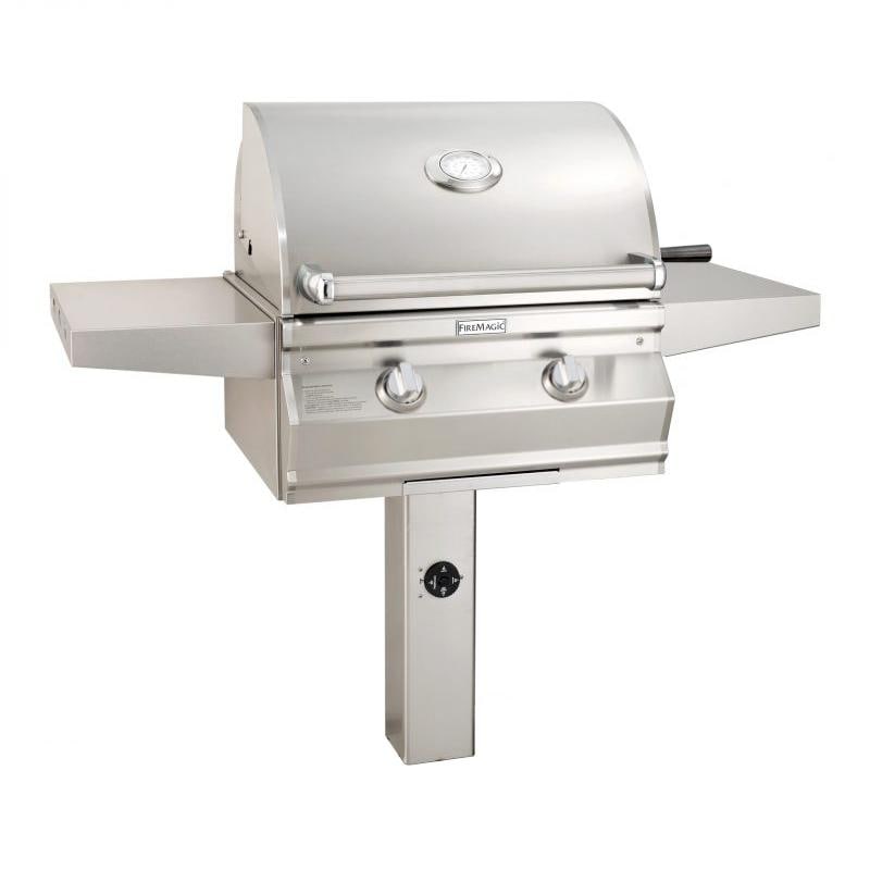 Fire Magic - 24-Inch Choice Multi-User Accessible Freestanding Natural Gas Grill with Analog Thermometer On In-Ground Post-United Backyard
