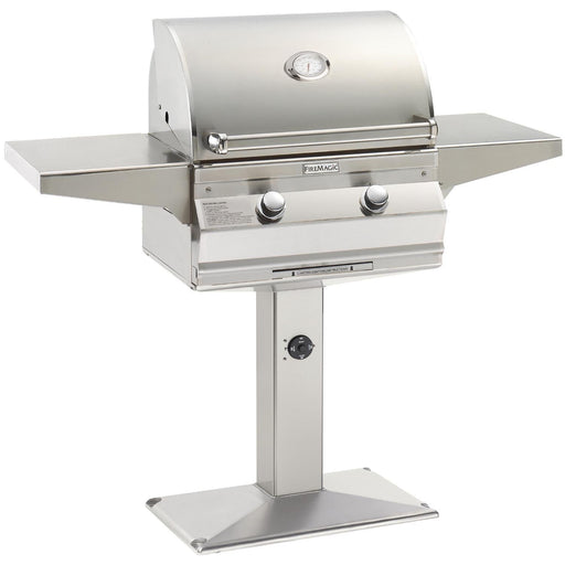 Fire Magic - 24-Inch Choice Multi-User Freestanding Liquid Propane Gas Grill with Analog Thermometer On Patio Post-United Backyard