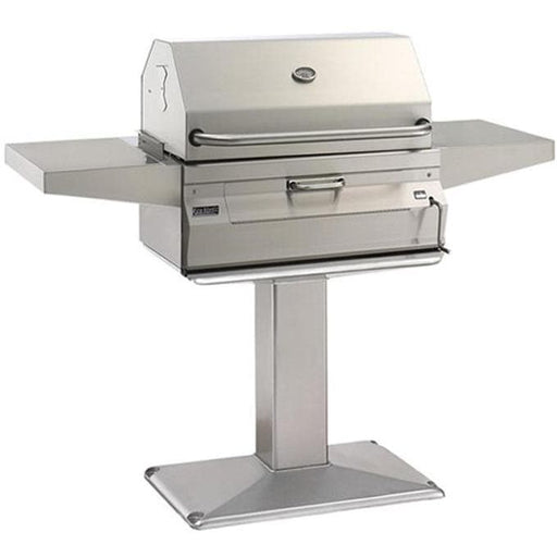 Fire Magic - 24-Inch Legacy Smoker Freestanding Charcoal Grill On Patio Post in Stainless Steel-United Backyard