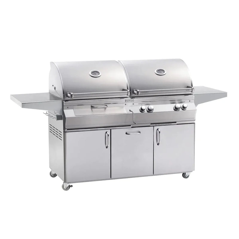 Fire Magic - Aurora A830s 46-Inch Propane Gas and Charcoal Freestanding Dual Grill with Backburner, Rotisserie Kit and Analog Thermometer-United Backyard