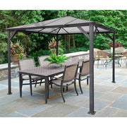 Hanover - 10'x10' Aluminum Gazebo with PC Board Hard Top - Dark Gray-United Backyard