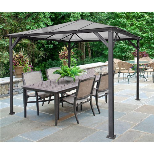 Hanover - 10'x10' Aluminum Gazebo with PC Board Hard Top - Dark Gray-United Backyard