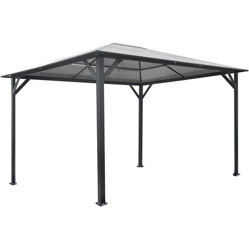 Hanover - 13'x10' Aluminum Gazebo with PC Board Hard Top - Dark Gray-United Backyard