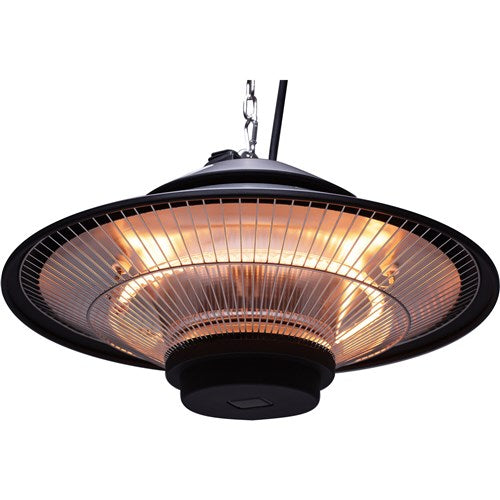 Hanover - 16.7 in Hanging Electric Heater-1 heat settings with Remote - Black-United Backyard