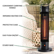 Hanover - 24 in Portable Tabletop Heater-2 heat settings - Black-United Backyard