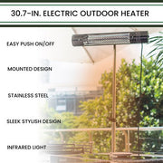 Hanover - 30.7" Electric Infrared Carbon Lamp 2 w/ heat levels and Remote Control - Silver-United Backyard