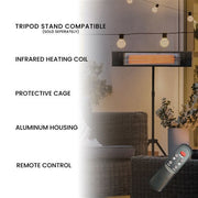 Hanover - 35in Carbon Fiber Lamp. 4 Power Settings and Remote - Black-United Backyard