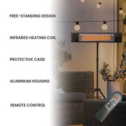 Hanover - 35in Carbon Fiber Lamp. 4 Power Settings and Remote-With Tripod - Black-United Backyard