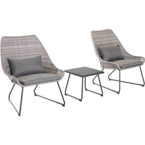 Hanover - 3pc Seating Set: 2 steel side chairs, accent table - Gray-United Backyard