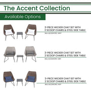 Hanover - 3pc Seating Set: 2 steel side chairs, accent table - Gray-United Backyard
