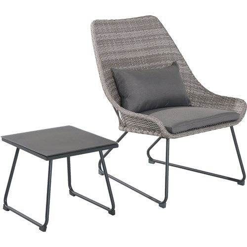Hanover - 3pc Seating Set: 2 steel side chairs, accent table - Gray-United Backyard
