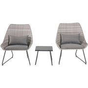 Hanover - 3pc Seating Set: 2 steel side chairs, accent table - Gray-United Backyard