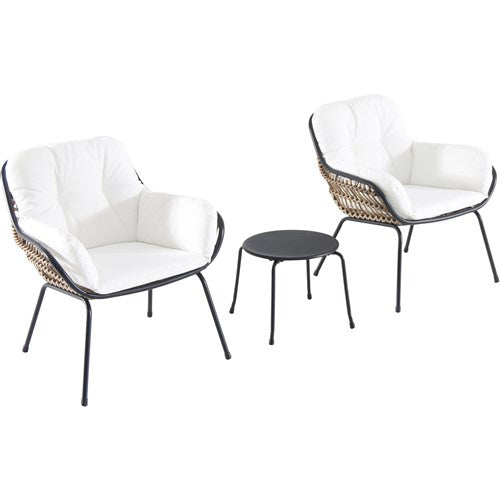 Hanover - 3pc Seating Set: 2 steel side chairs, accent table - Steel/White-United Backyard