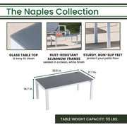 Hanover - 4pc Seating Set: sling loveseat, 2 sling side chairs, coffee table - White/Gray-United Backyard