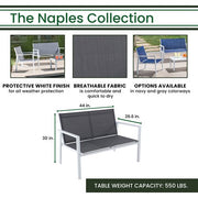 Hanover - 4pc Seating Set: sling loveseat, 2 sling side chairs, coffee table - White/Gray-United Backyard