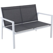 Hanover - 4pc Seating Set: sling loveseat, 2 sling side chairs, coffee table - White/Gray-United Backyard