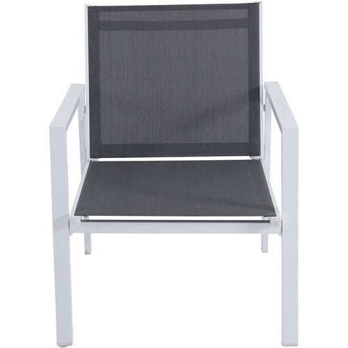 Hanover - 4pc Seating Set: sling loveseat, 2 sling side chairs, coffee table - White/Gray-United Backyard