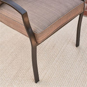 Hanover - 5pc Dining Set: 4 steel dining chairs w/cushions, 38" square glass table - Steel/Tan-United Backyard