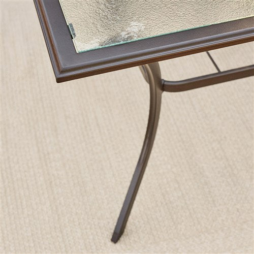 Hanover - 5pc Dining Set: 4 steel dining chairs w/cushions, 38" square glass table - Steel/Tan-United Backyard