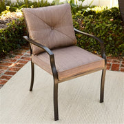 Hanover - 5pc Dining Set: 4 steel dining chairs w/cushions, 38" square glass table - Steel/Tan-United Backyard