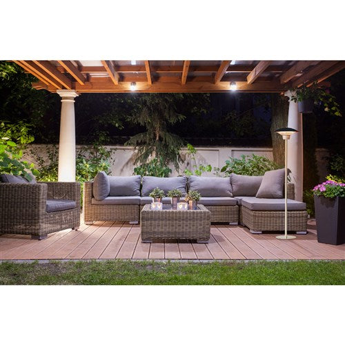 Hanover - 6.8' Electric Infrared Halogen Stand Lamp with Two Heat Levels - Black-United Backyard