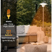Hanover - 6.8' Electric Infrared Halogen Stand Lamp with Two Heat Levels - Silver-United Backyard