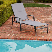 Hanover - Aluminum Padded Sling Chaise Lounge - Gray/Aluminium-United Backyard