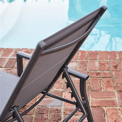 Hanover - Aluminum Padded Sling Chaise Lounge - Gray/Aluminium-United Backyard
