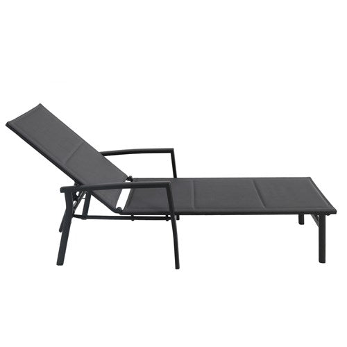 Hanover - Aluminum Padded Sling Chaise Lounge - Gray/Aluminium-United Backyard