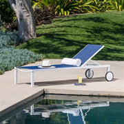 Hanover - Aluminum Sling Armless Chaise Lounge - White/Navy-United Backyard