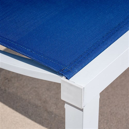 Hanover - Aluminum Sling Armless Chaise Lounge - White/Navy-United Backyard