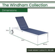 Hanover - Aluminum Sling Armless Chaise Lounge - White/Navy-United Backyard