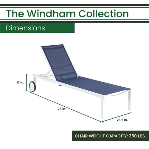 Hanover - Aluminum Sling Armless Chaise Lounge - White/Navy-United Backyard