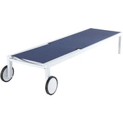 Hanover - Aluminum Sling Armless Chaise Lounge - White/Navy-United Backyard