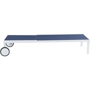 Hanover - Aluminum Sling Armless Chaise Lounge - White/Navy-United Backyard