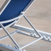Hanover - Aluminum Sling Armless Chaise Lounge - White/Navy-United Backyard