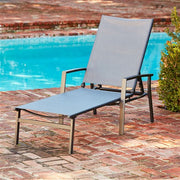 Hanover - Aluminum Sling Chaise Lounge - Gray/Aluminium-United Backyard
