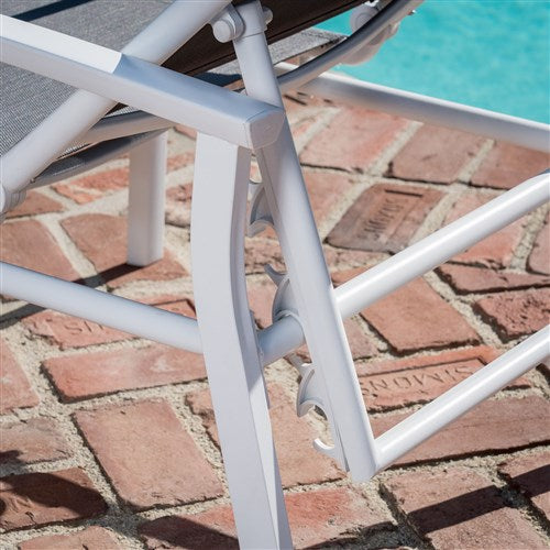Hanover - Aluminum Sling Chaise Lounge - White/Gray-United Backyard
