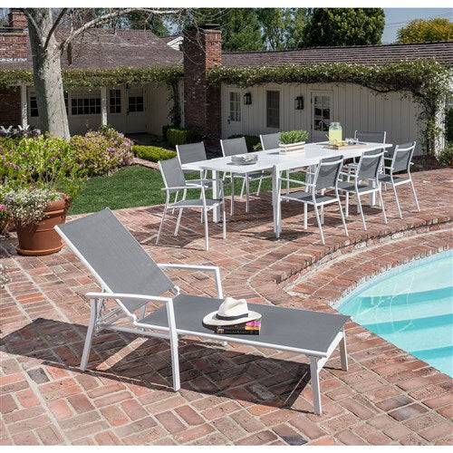 Hanover - Aluminum Sling Chaise Lounge - White/Gray-United Backyard