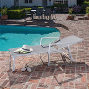Hanover - Aluminum Sling Chaise Lounge - White/Gray-United Backyard