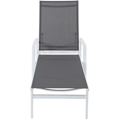 Hanover - Aluminum Sling Chaise Lounge - White/Gray-United Backyard