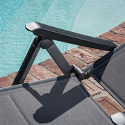 Hanover - Aluminum Sling Folding Chaise Lounge - Gray/Gray-United Backyard