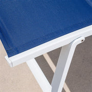 Hanover - Aluminum Sling Folding Chaise Lounge - White/Navy-United Backyard