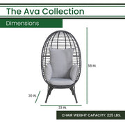 Hanover - Ava Stationary Single Swivel Egg Chair with Cushions - Grey/White-United Backyard