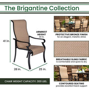 Hanover - Brigantine 7pc: 4 Sling Chairs, 2 Sling Swivel Rockers, 40x70" Cast Table - Cast/Tan-United Backyard