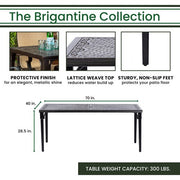 Hanover - Brigantine 7pc: 4 Sling Chairs, 2 Sling Swivel Rockers, 40x70" Cast Table - Cast/Tan-United Backyard