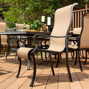 Hanover - Brigantine 7pc: 4 Sling Chairs, 2 Sling Swivel Rockers, 40x70" Glass Table - Cast/Tan-United Backyard